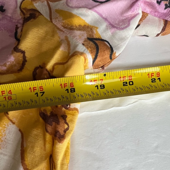 Nine West v-neck L golden yellow puff sleeve above the knee dress lined floral - Picture 10 of 11